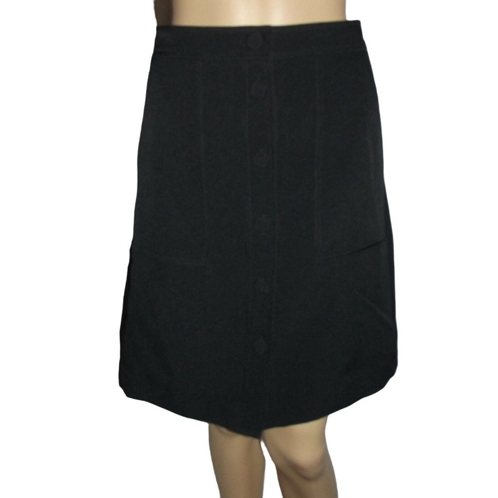 Express Size 0 Long Knee Length Black A-Line Button Skirt xs high waist waisted